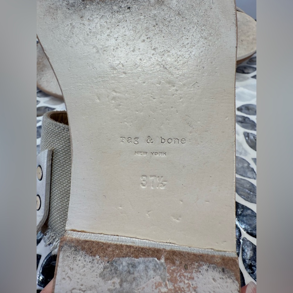 Rag & Bone Cream Sandals with T-Strap Design size 7.5 - Picture 9 of 13